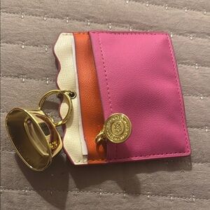 Bath & Body Works Pink and Orange Key Card Holder with Gold Accents